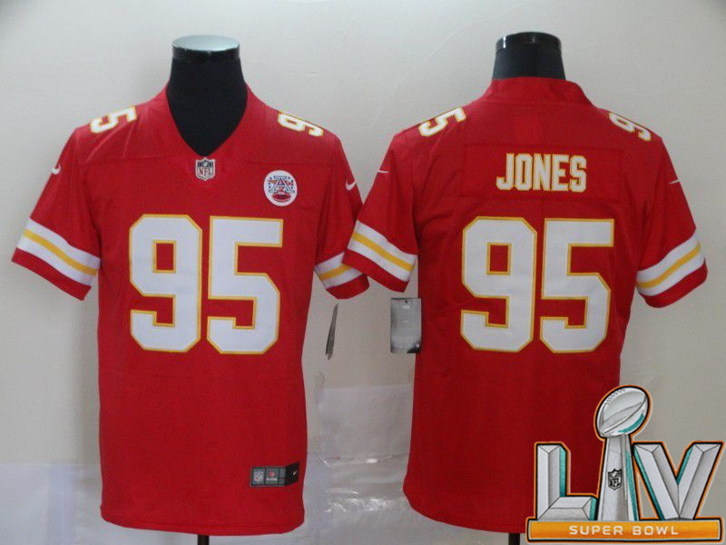 Super Bowl LV 2021 Men Kansas City Chiefs #95 Jones Red Nike Vapor Untouchable Limited NFL Jersey